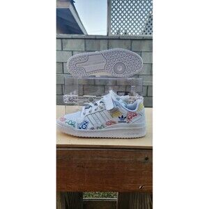 Adidas Forum Allover Print Low Mens Leather Shoes White GW4922 NEW Size 6.5